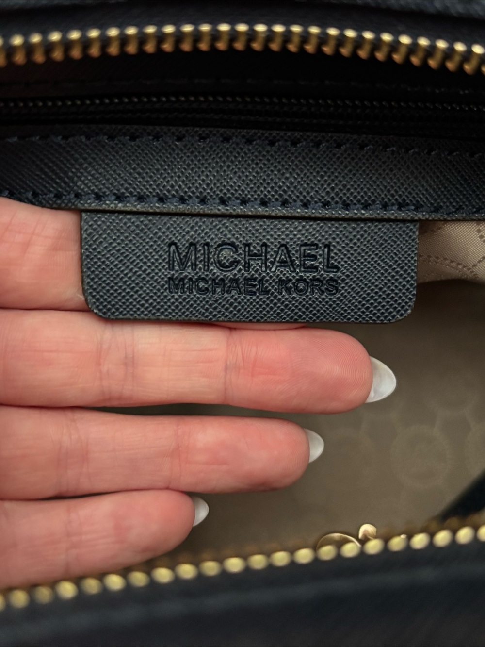 Michael Kors Navy Saffiano Satchel with Gold Hardware - Picture 4 of 6